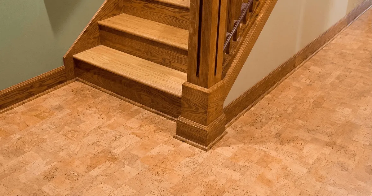 End of a staircase with cork flooring in Chandler, AZ